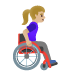 woman in manual wheelchair facing right, medium-light skin tone